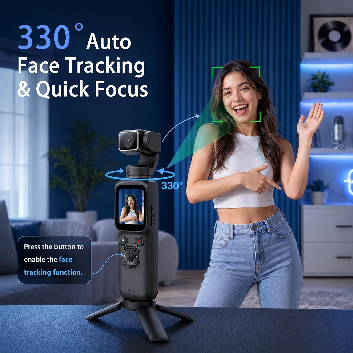 4K Handheld Gimbal Vlogging Ca - Photography Grid ulasan dan harga