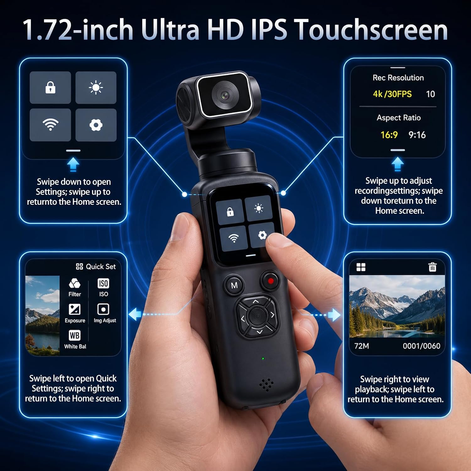 4K Handheld Gimbal Vlogging Ca - Photography Grid ulasan dan harga