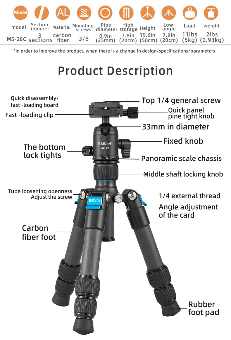 Mini Carbon Fiber Tripod Compa - Camera Tripod Carbon ulasan dan harga