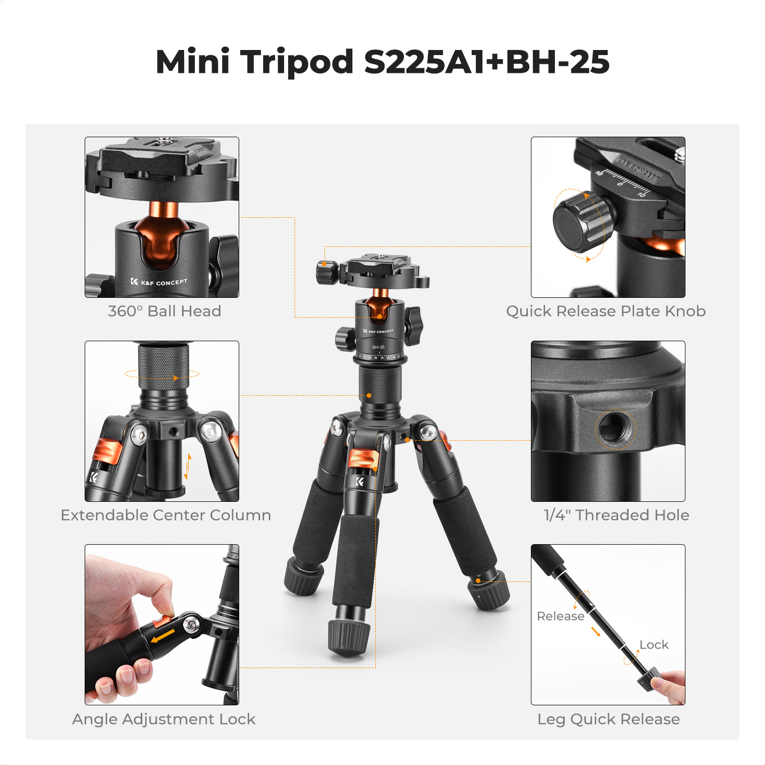 K&F CONCEPT 52cm Desktop Mini  - Camera Tripod Carbon ulasan dan harga