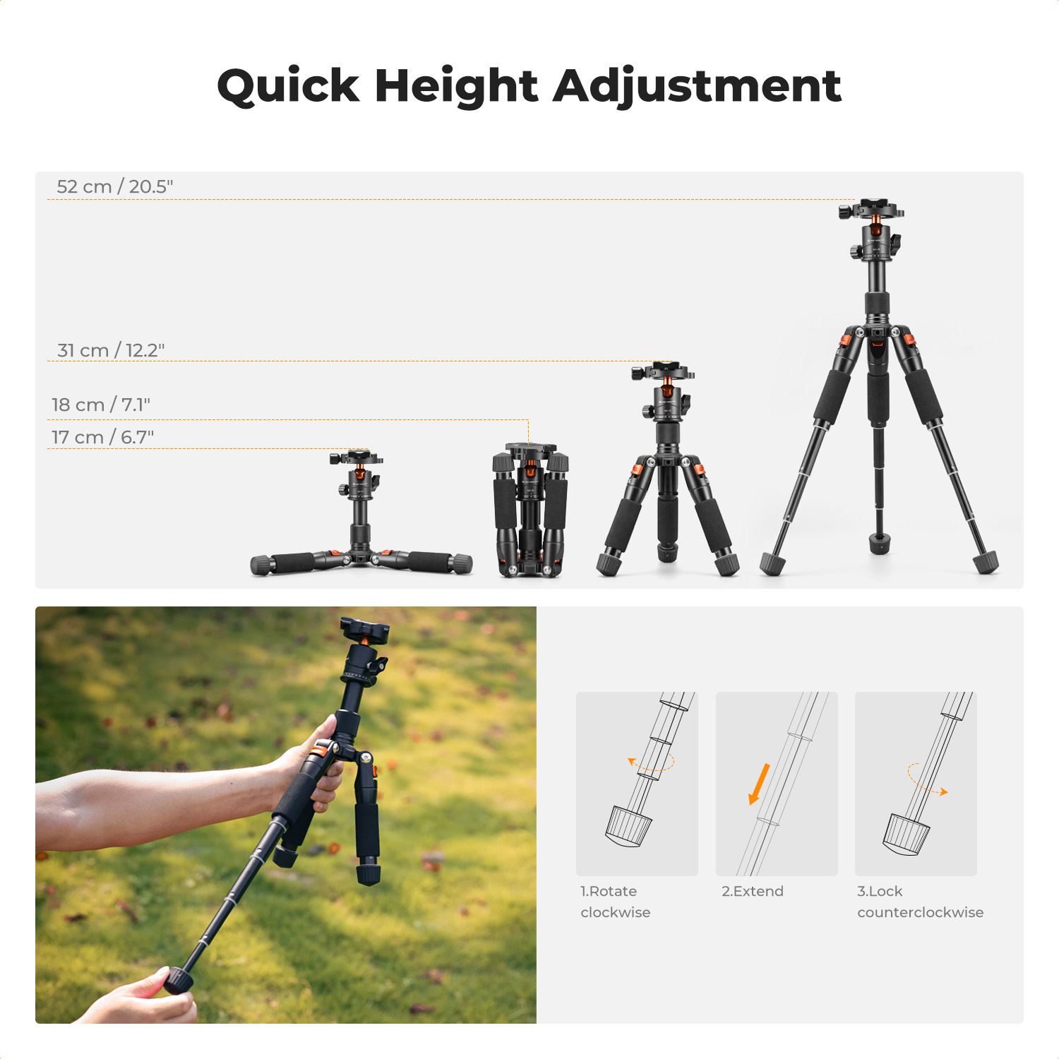 K&F CONCEPT 52cm Desktop Mini  - Camera Tripod Carbon ulasan dan harga