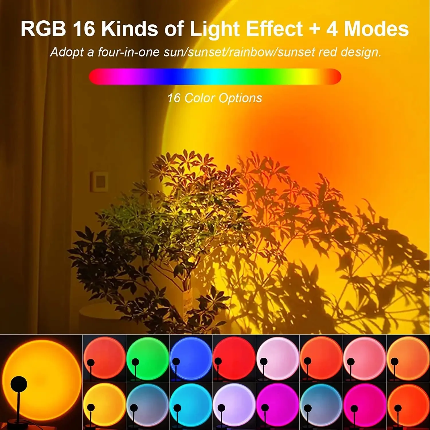 16 Color Sunset Lamp,RGB Mood  - Photography Bulb ulasan dan harga